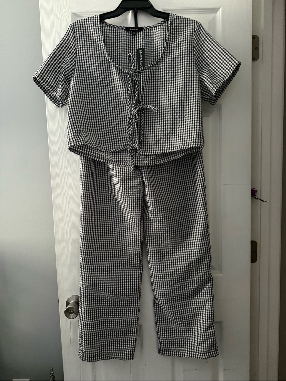 Black and White Gingham Ladies Pant Set